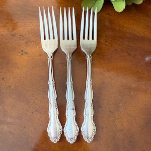 Vintage Set Of 3 Oneida Flirtation Silverplate Forks 1881 Rogers Flatware 7-1/4&quot;