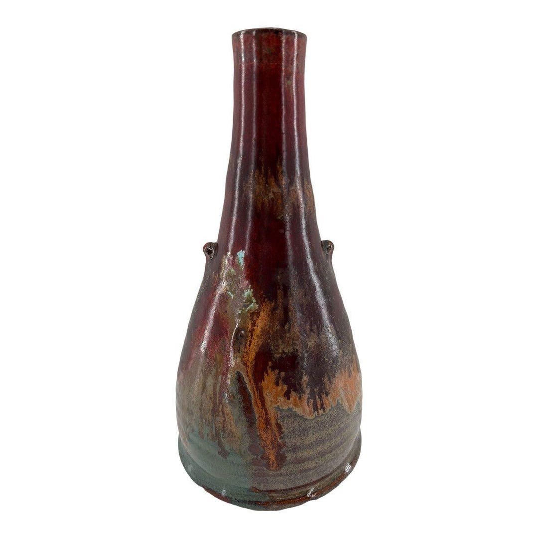 Bud Vase Drip Glaze Studio Art Pottery Multi Warm Colors Autum Fall 7 ...