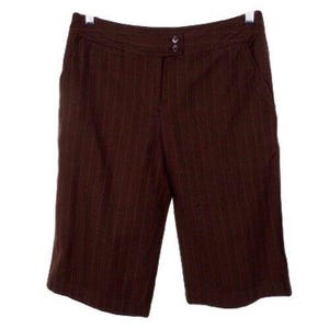 J Jill City Shorts Size 4 Womens Pinstripe Linen Blend Brown