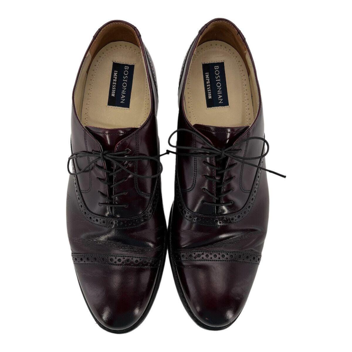 Bostonian Shoe Mens Size 11.5 D Burgandy Impressions Cap Toe