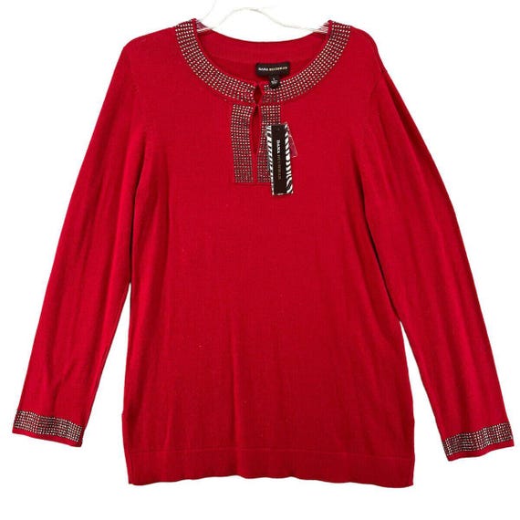 Dana Buchman Tunic Size Large Sweater Large Red Embellished Etsy