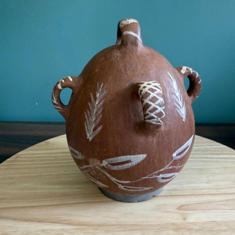 Vintage Peruvian Quinua Vessel Pitcher Zoomorphic Rustic Jug Red