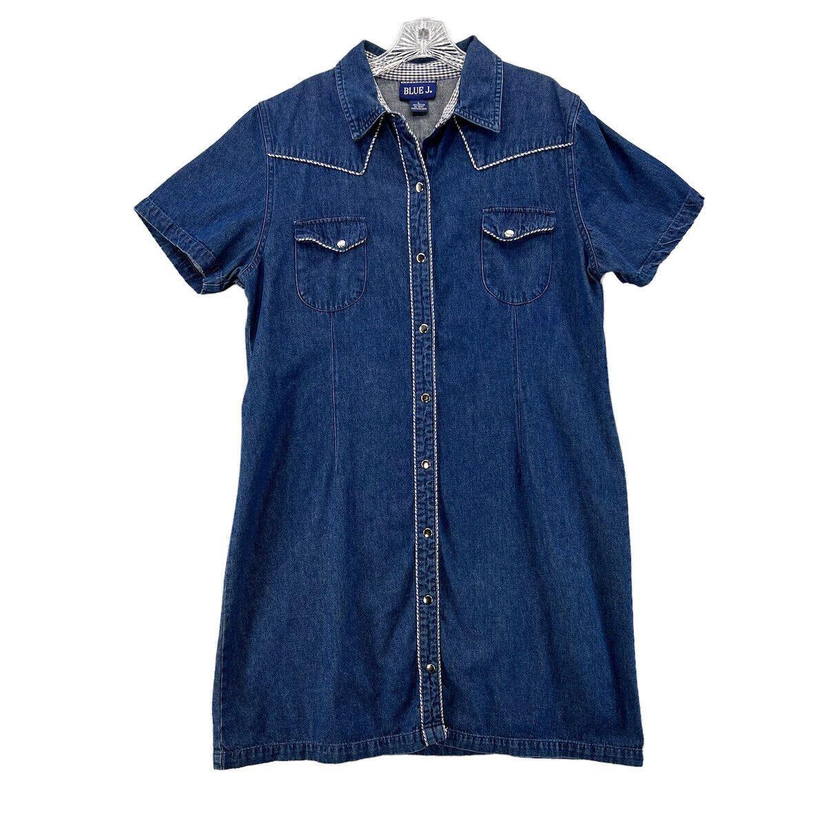 short sleeve womens denim dress Bow Accent Shift The stretch denim construction ensures a comfortable and figure Blue J. Womens Dress Denim