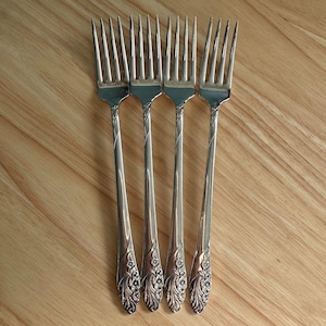 Vtg Oneida Evening Star Grille Forks Vinade Set Of 4 1950 Community Silverplated