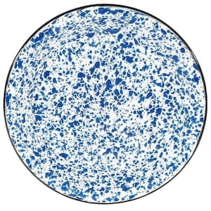 Speckled Blue Enamelware 12-Inch Dinner Plate Rustic Farmhouse Style
