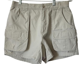 Pantalones cortos cargo vintage Columbia para mujer, talla 10, color caqui, algodón, estilo safari, años 90.