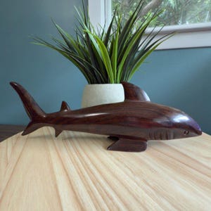 Vintage Rosewood Shark Figurine 12&quot; Tabletop