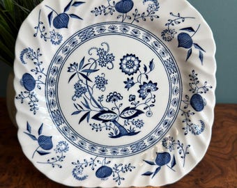 Zeldzaam blauw noords vierkant bord 7,5" J&G Meakin England Ironstone Floral Ui As Is