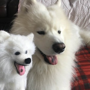 3 esculturas personalizadas de perro samoyedo en fieltro. Regalo decorativo para amantes de las mascotas.
