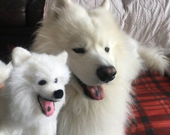 3 Custom needle felt Samoyed Dog Sculpture.