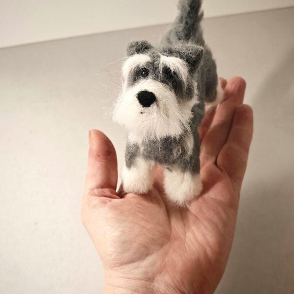 Custom Dog Ornament. Example needle felted miniature schnauzer