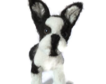 Custom needle felted French Bulldog or Boston Terrier sculpture