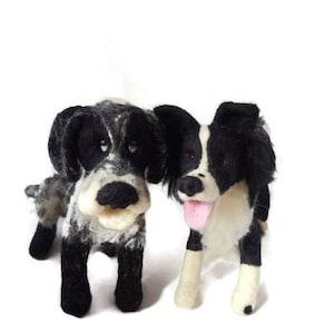 Custom TWO Needle felted Dogs Large size example Needle Felted Border collie and spaniel Border collie art image 1