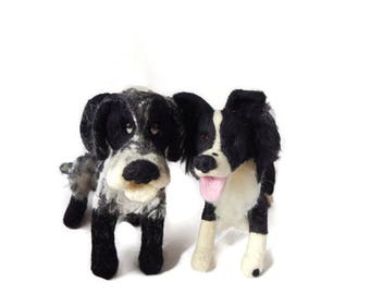 Custom - TWO Needle felted Dogs Large size  and TWO needle felted dogs Small size