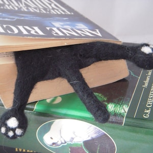 Black Cat Bookmark Needle felted Cat Lovers Gift