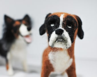 Personalized Needle Felted Dog. Example Boxer Dog Sculpture