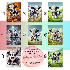 Papier anti-adhésif pour peinture diamant personnalisé et magnifique « Ensemble de 2 bébés vaches adorables »