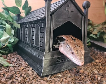Snake/lizard floor hide Crypt style, can be sand pit Water bowl or solid floor cool humid hide