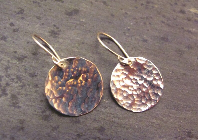 everday earring simple silver earrings silver circle earrings hammered silver jewelry hammered circle earrings Hammered silver earrings