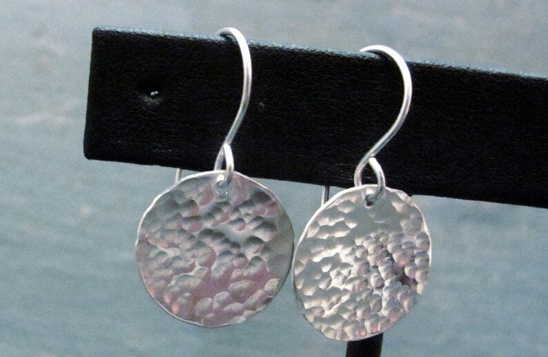 everday earring simple silver earrings silver circle earrings hammered silver jewelry hammered circle earrings Hammered silver earrings
