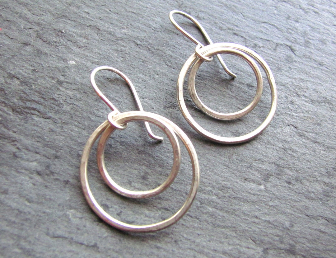 Silver Hoop Earrings Silver Circle Earrings Modern Silver - Etsy