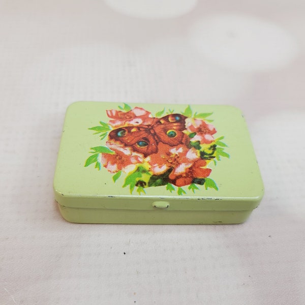 Vintage Butterfly Tin, Pill Box