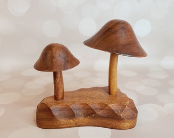 Vintage Wood Mushroom, Mid Century