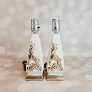 Vintage Mid Century Gazelle Lamps, Set of 2