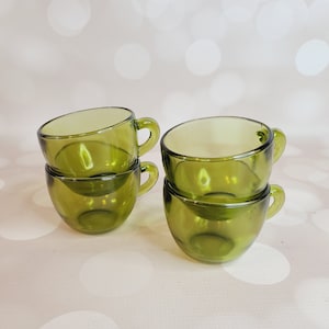 Vintage Mug Set, Green Glass