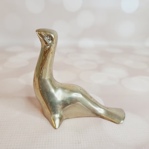 Vintage Brass Seal Statue