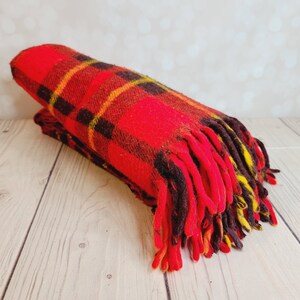 Vintage Plaid Fringed Blanket Throw