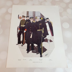 Vintage Uniforms of the US Navy Print, H. Charles McBarron Jr, united states navy 1941, military dress