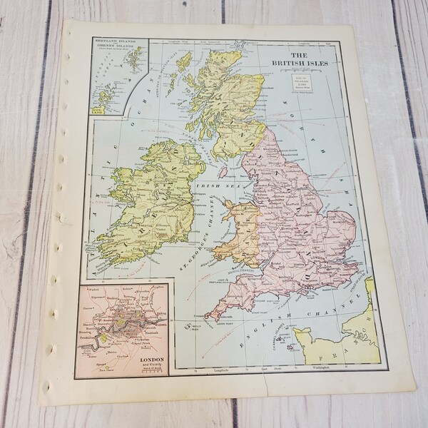 Antique The British Isles Map, UK