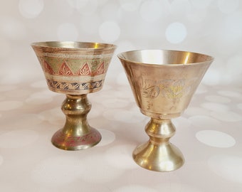 Vintage Brass Cups, Set of 2