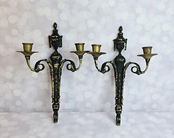 Candelabro de metal vintage, juego de 2