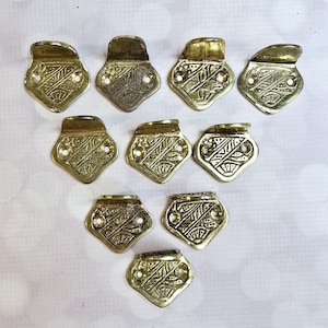 Vintage Ornate Brass Window Sash Lifts, Set of 10