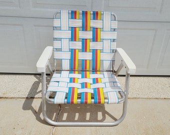 Vintage Beach Chair, Aluminum Webbed