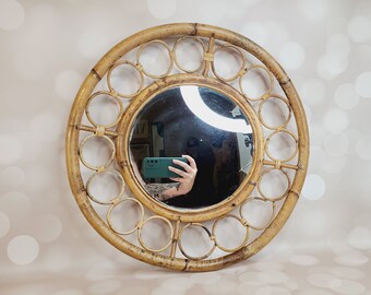 Vintage Rattan Mirror