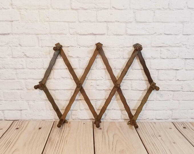 Vintage Wood Accordion Hanger Peg Rack Etsy