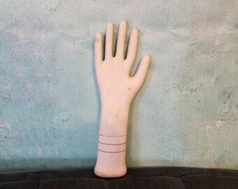 Vintage Glazed Porcelain Glove Mold Long