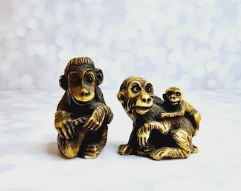 Vintage Resin Monkey Statue Set