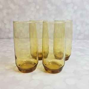 Vintage Libbey Amber Bechergläser, 4er Set