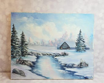 Vintage Winter Scene Painting