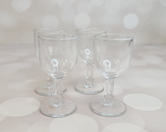 Gafas cordiales de tallo vintage, juego de 4, mediados de siglo