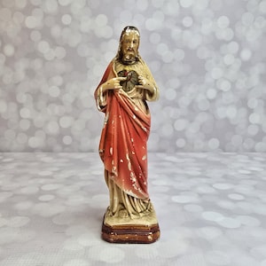 Vintage Jesus Sacred Heart Statue, 1946