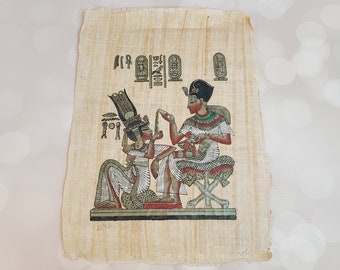 ヴィンテージエジプトパピルス絵画アート、壁掛け、木製フレーム