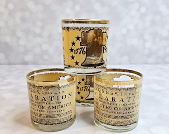 Vintage Declaration of Independence Glasses, Set of 4