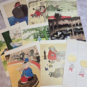 Lote de ilustraciones antiguas del elefante Babar