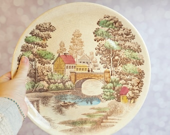 Plato panorámico navideño vintage de Nasco