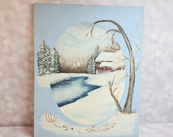 Vintage Winter Scene Painting